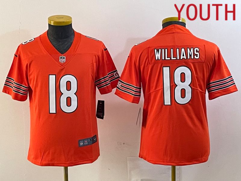 Youth Chicago Bears #18 Williams Orange Second generation 2024 Nike Limited NFL Jersey style 1